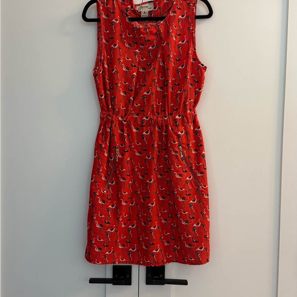 Red Flamingo Print Dress